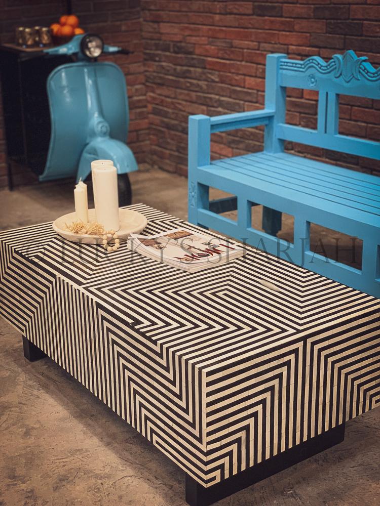 Bright Blue carevd bench | Lucky Furniture & Handicrafts.