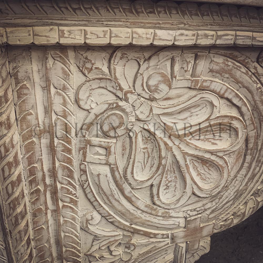 Carved Whitewash Console | Lucky Furniture & Handicrafts.