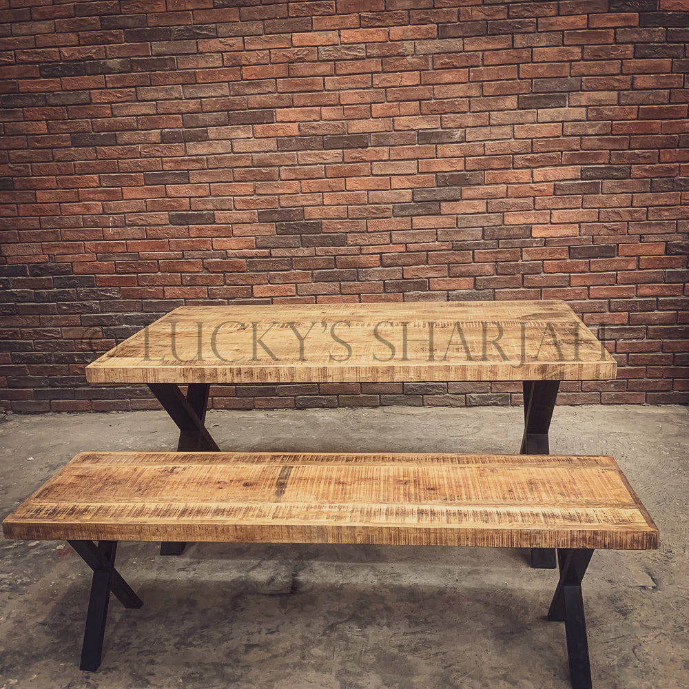 Rough Mango Wood Table X Legs | Lucky Furniture & Handicrafts.