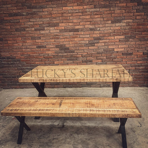 Rough Mango Wood Table X Legs | Lucky Furniture & Handicrafts.