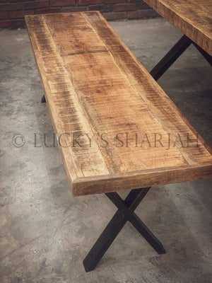 Mango wood bench X legs | Lucky Furniture & Handicrafts.