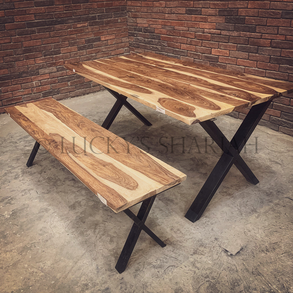 Rosewood Dining Table X Legs | Lucky Furniture & Handicrafts.