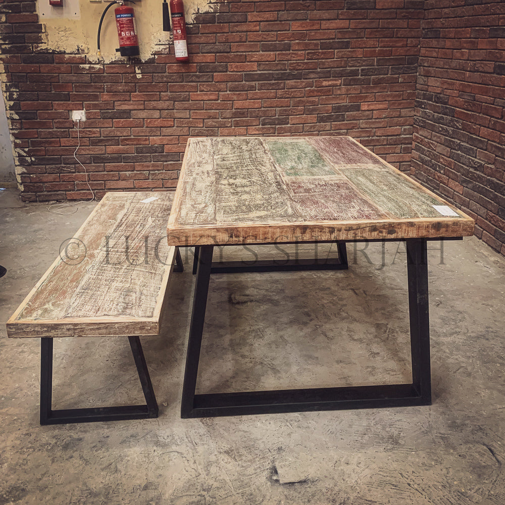 Recycle Design Slant Legs Dining Table | Lucky Furniture & Handicrafts.