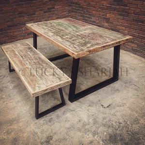 Recycle Design Slant Legs Dining Table | Lucky Furniture & Handicrafts.
