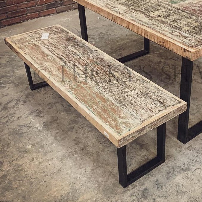 Recycle design slant legs bench | Lucky Furniture & Handicrafts.