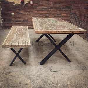 Recycle Design X legs dining table | Lucky Furniture & Handicrafts.