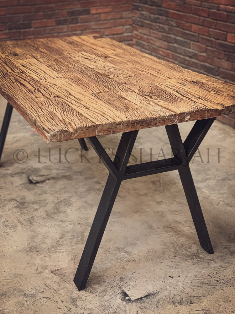 Railway Sleeper dining table Y Legs | Lucky Furniture & Handicrafts.