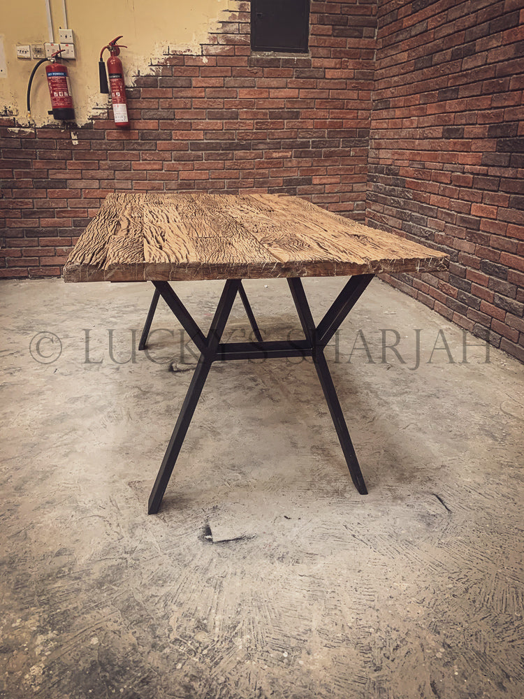 Railway Sleeper dining table Y Legs | Lucky Furniture & Handicrafts.