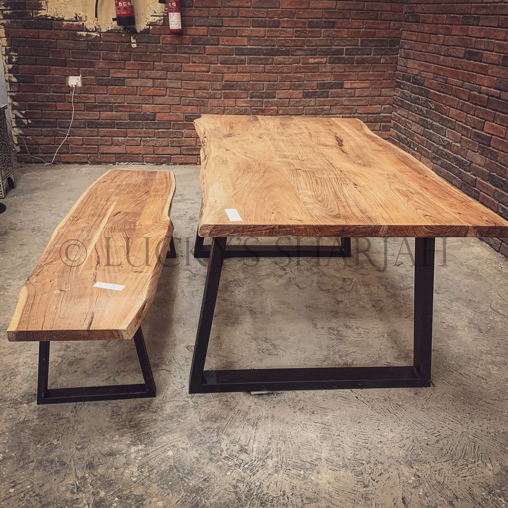 Live Edge Dining Table Slant Legs | Lucky Furniture & Handicrafts.