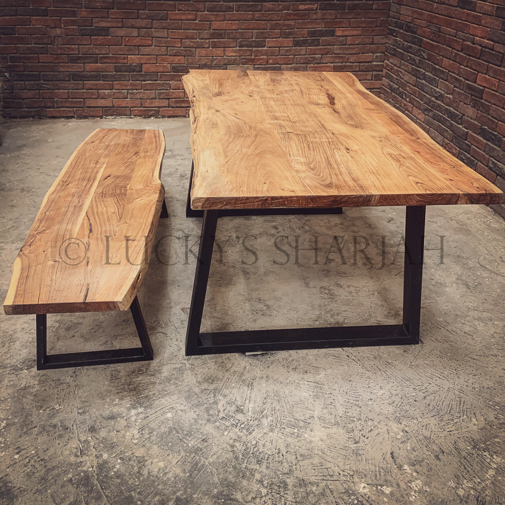 Live Edge Dining Table Slant Legs | Lucky Furniture & Handicrafts.