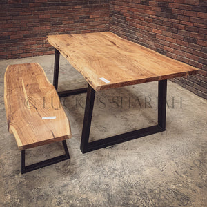 Live Edge Dining Table Slant Legs | Lucky Furniture & Handicrafts.