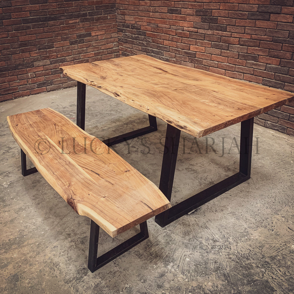 Live Edge Dining Table Slant Legs | Lucky Furniture & Handicrafts.