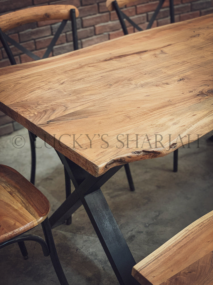 Live Edge Dining Table X Legs | Lucky Furniture & Handicrafts.