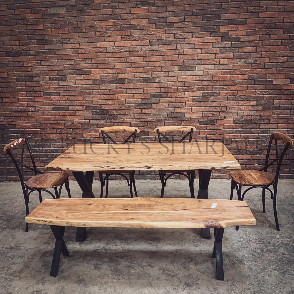 Live Edge Dining Table X Legs | Lucky Furniture & Handicrafts.