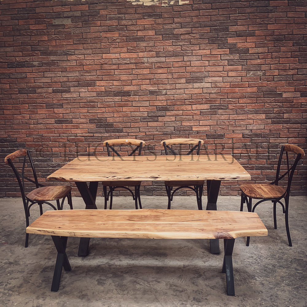 Live Edge Dining Table X Legs | Lucky Furniture & Handicrafts.