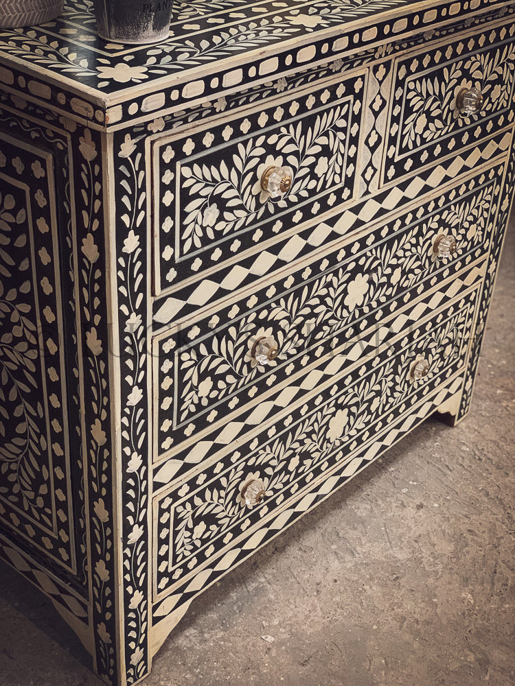 Floral Bone inlay Drawchest | Lucky Furniture & Handicrafts.
