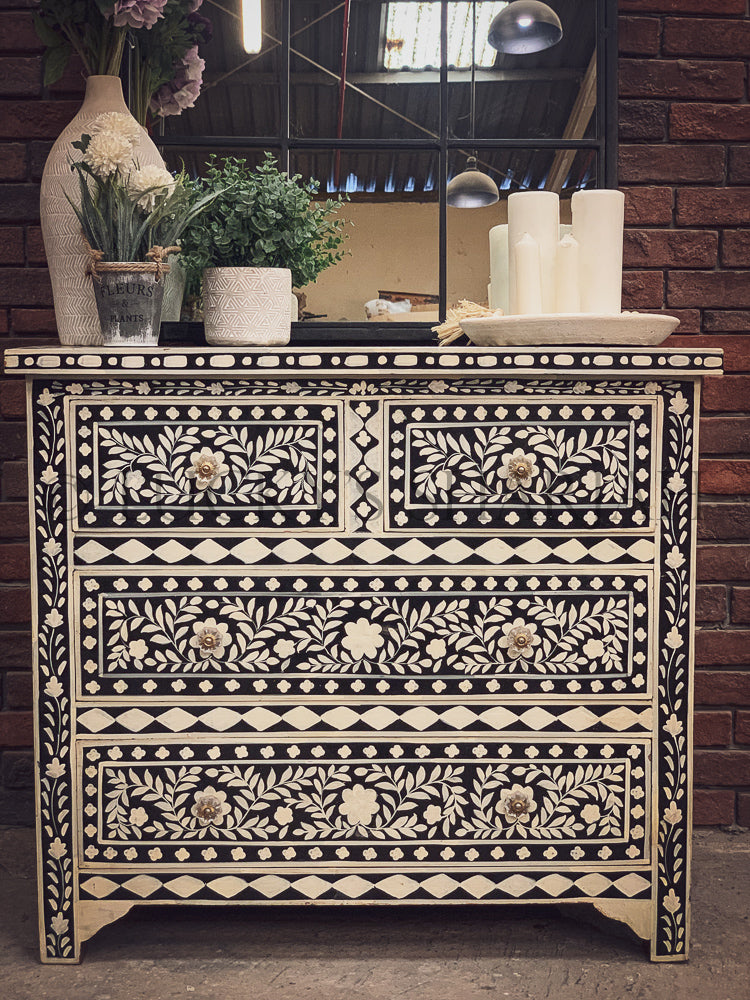 Floral Bone inlay Drawchest | Lucky Furniture & Handicrafts.