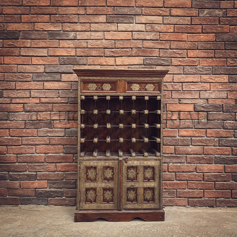Brass inlay winerack | Lucky Furniture & Handicrafts.