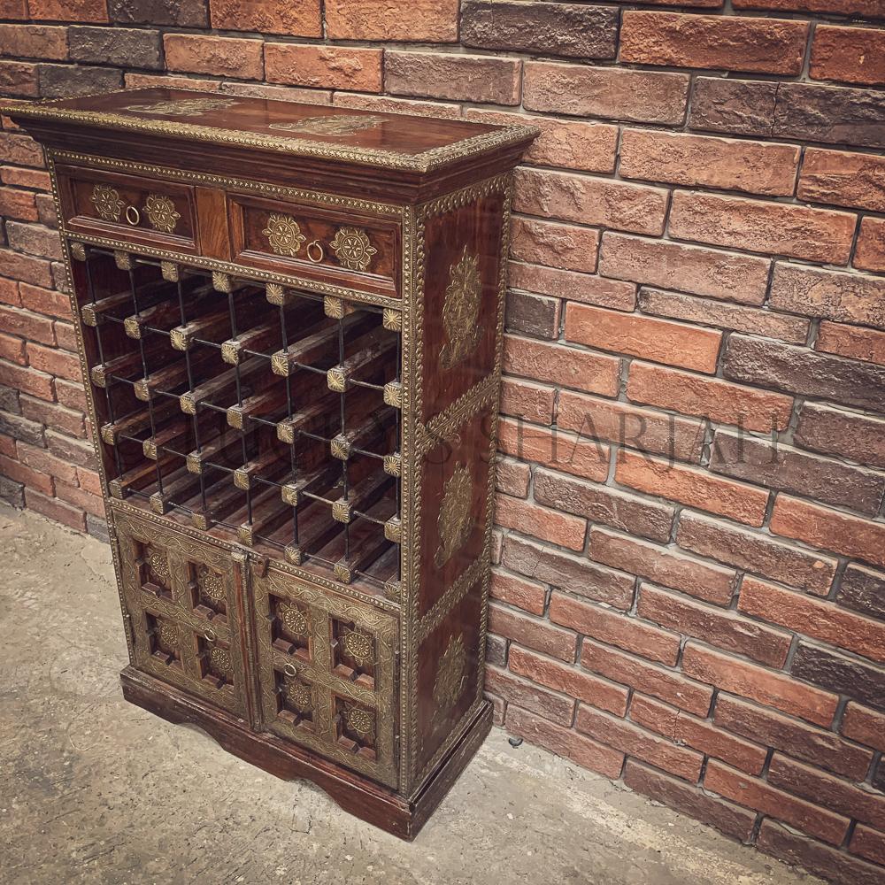 Brass inlay winerack | Lucky Furniture & Handicrafts.