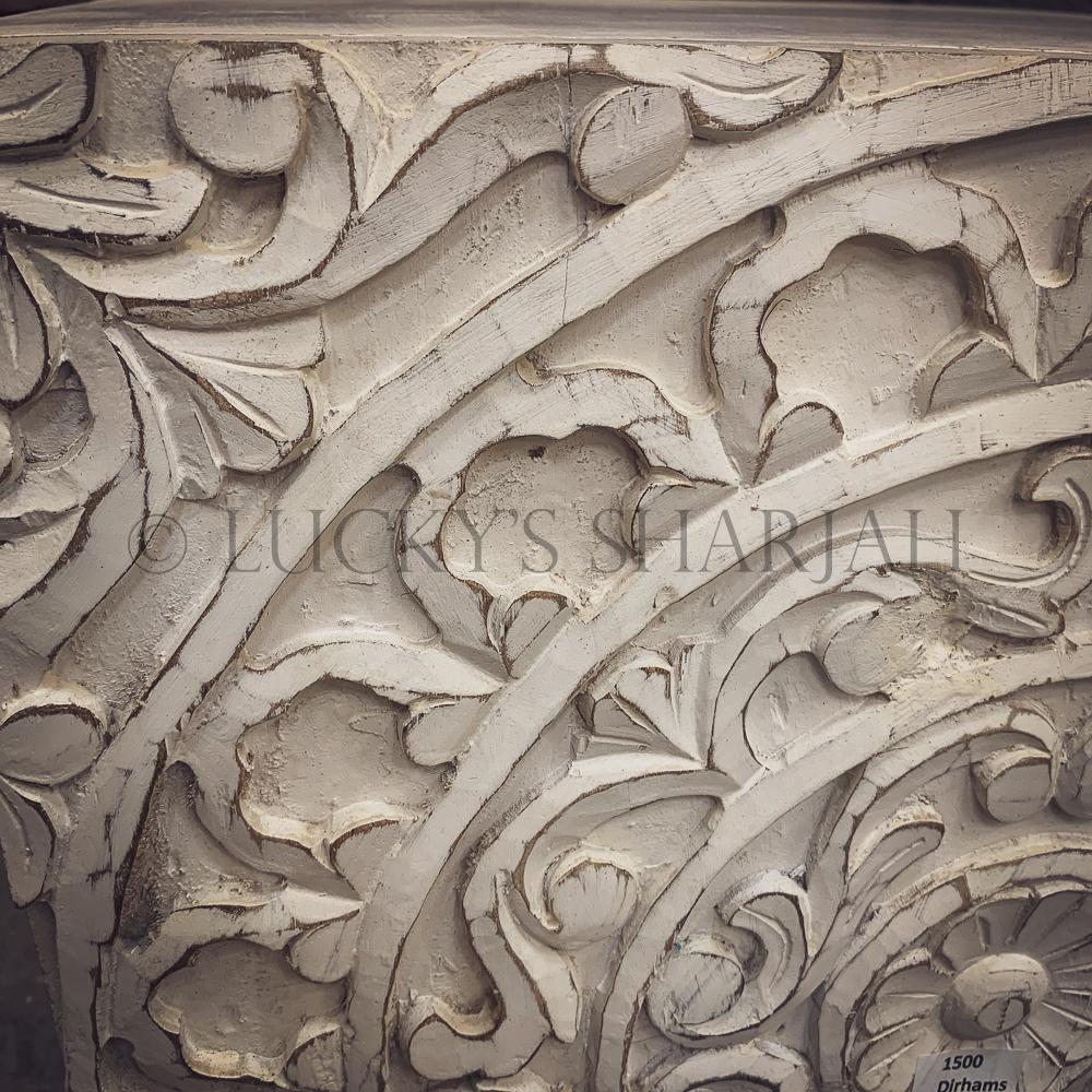 Carved Whitewash Tv stand | Lucky Furniture & Handicrafts.
