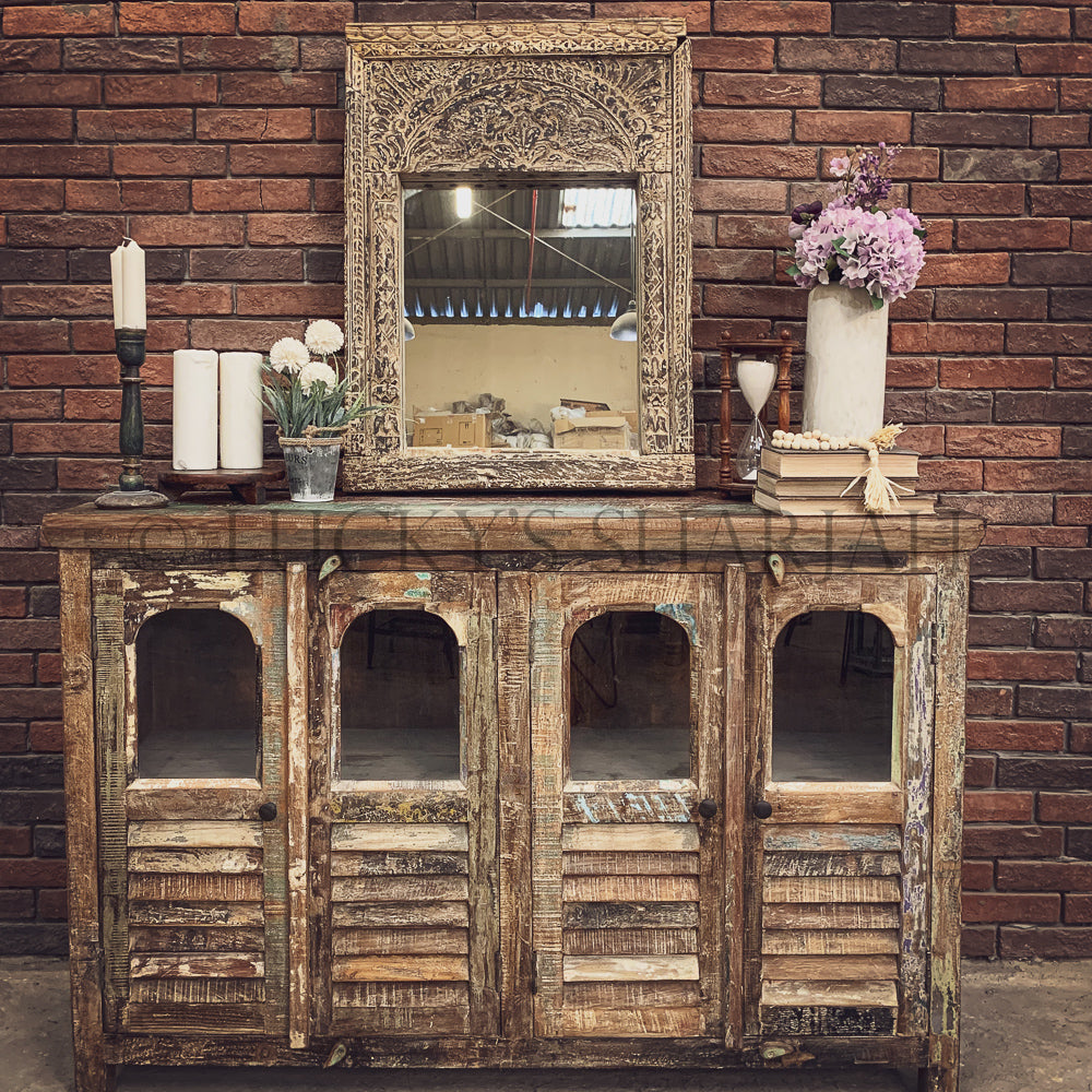 Recycle Design Shutter & Glass sideboard | Lucky Furniture & Handicrafts.