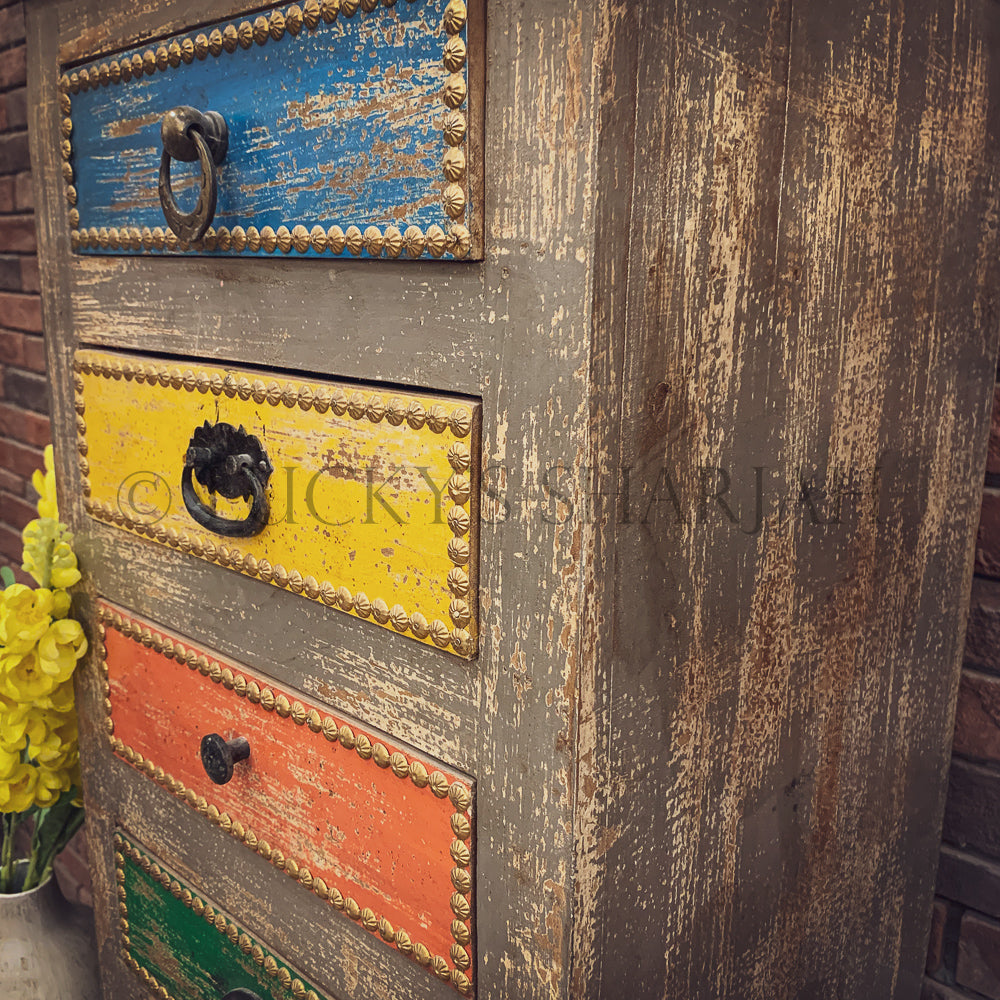 Multi Color Tall Drawchest | Lucky Furniture & Handicrafts.