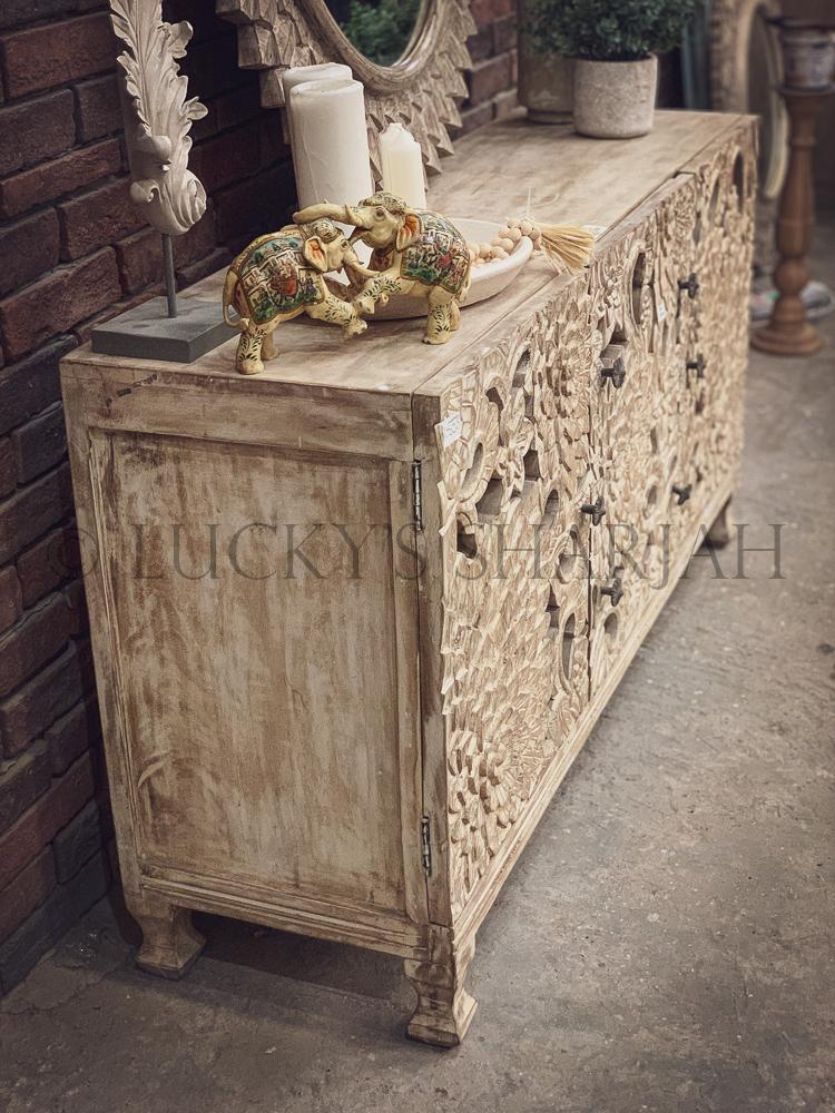 Carved Floral Sideboard Dresser | Lucky Furniture & Handicrafts.