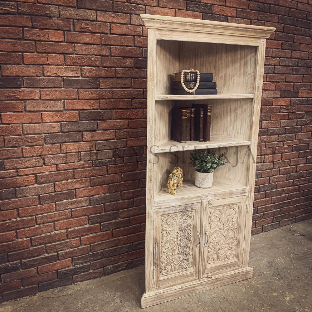Carved Corner Bookshelf with cabinet6 | Lucky Furniture & Handicrafts.