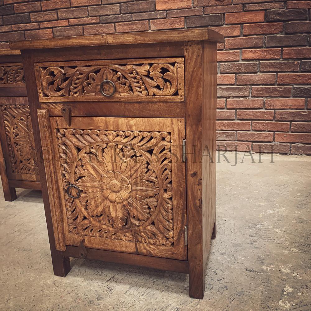 Carved Bedside | Lucky Furniture & Handicrafts.