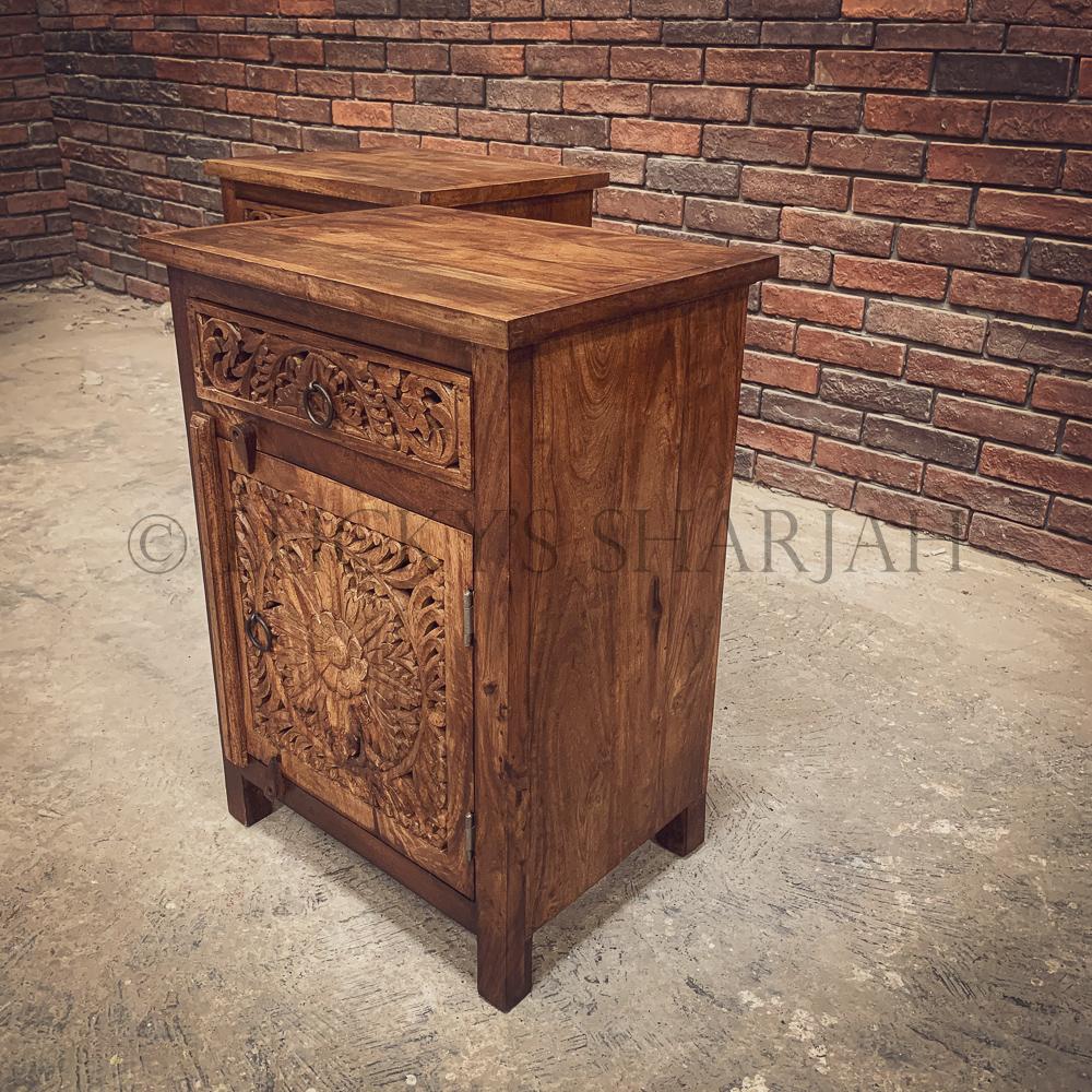Carved Bedside | Lucky Furniture & Handicrafts.