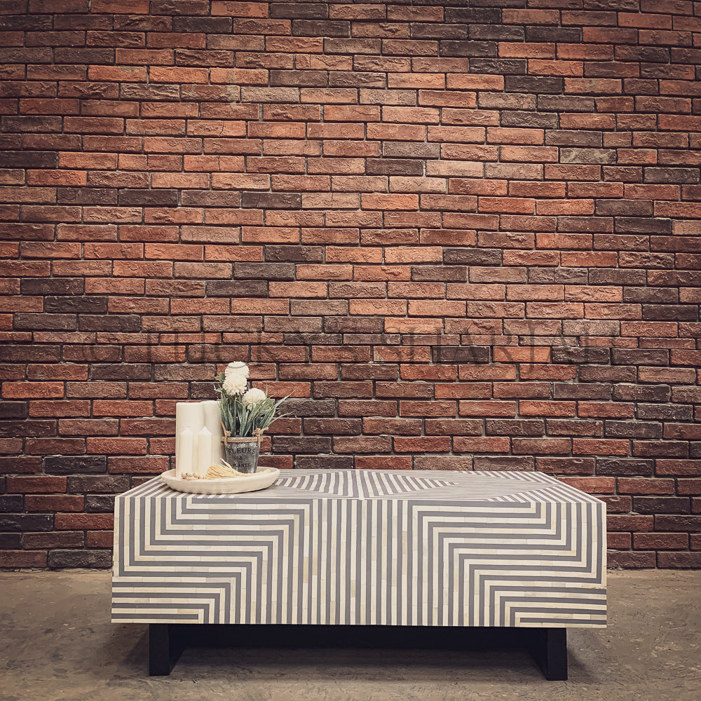 Geometric Grey Bone inlay coffee table | Lucky Furniture & Handicrafts.