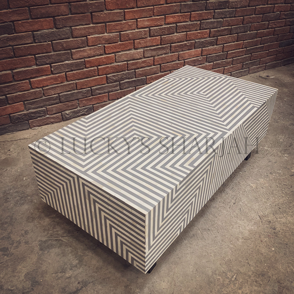 Geometric Grey Bone inlay coffee table | Lucky Furniture & Handicrafts.