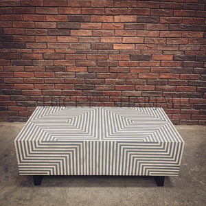 Geometric Grey Bone inlay coffee table | Lucky Furniture & Handicrafts.