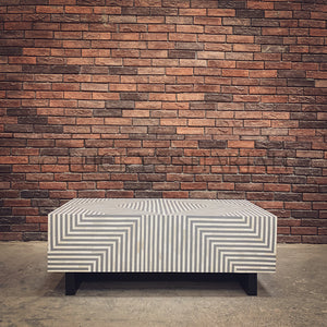 Geometric Grey Bone inlay coffee table | Lucky Furniture & Handicrafts.