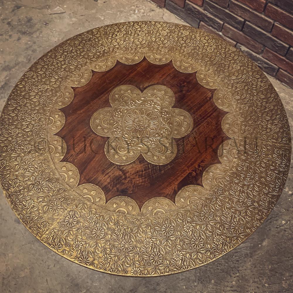 Brass inlay coffee table round | Lucky Furniture & Handicrafts.