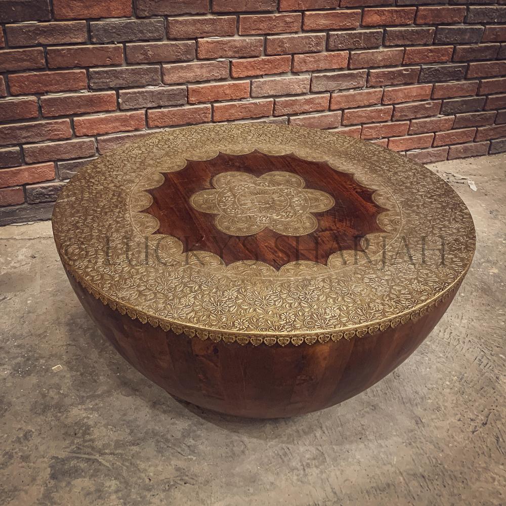 Brass inlay coffee table round | Lucky Furniture & Handicrafts.