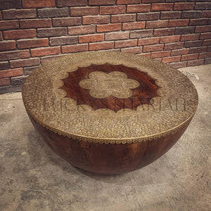 Brass inlay coffee table round | Lucky Furniture & Handicrafts.