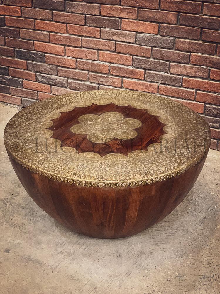 Brass inlay coffee table round | Lucky Furniture & Handicrafts.