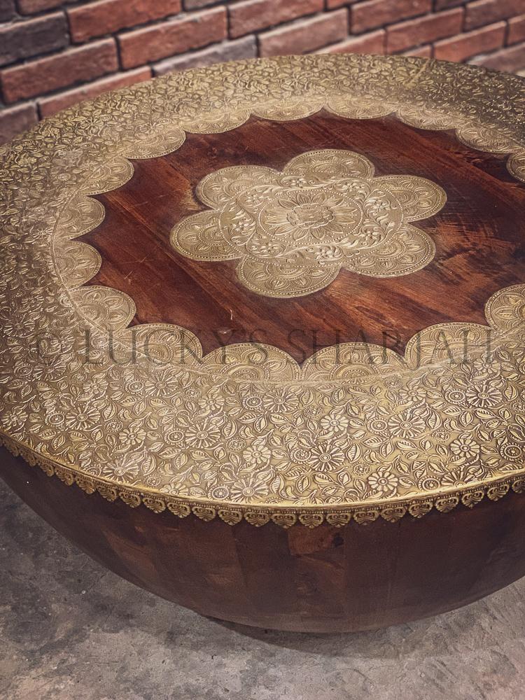 Brass inlay coffee table round | Lucky Furniture & Handicrafts.