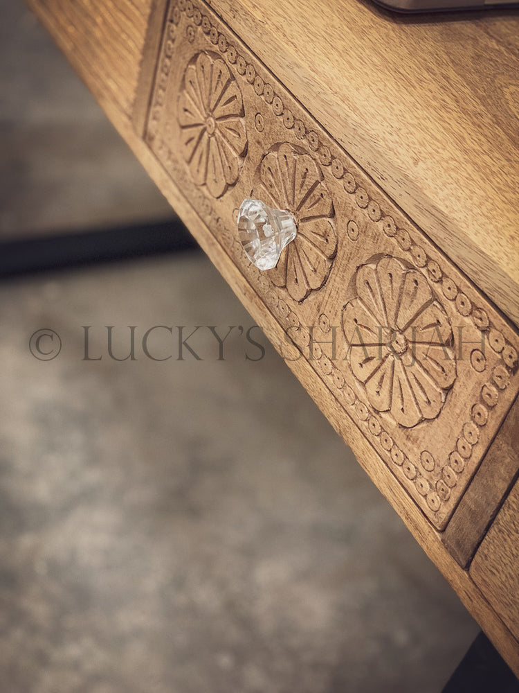 Industrial Desk with multi carved drawers | Lucky Furniture & Handicrafts.