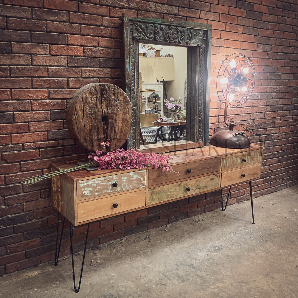 Recycle industrial design multi drawer console | Lucky Furniture & Handicrafts.