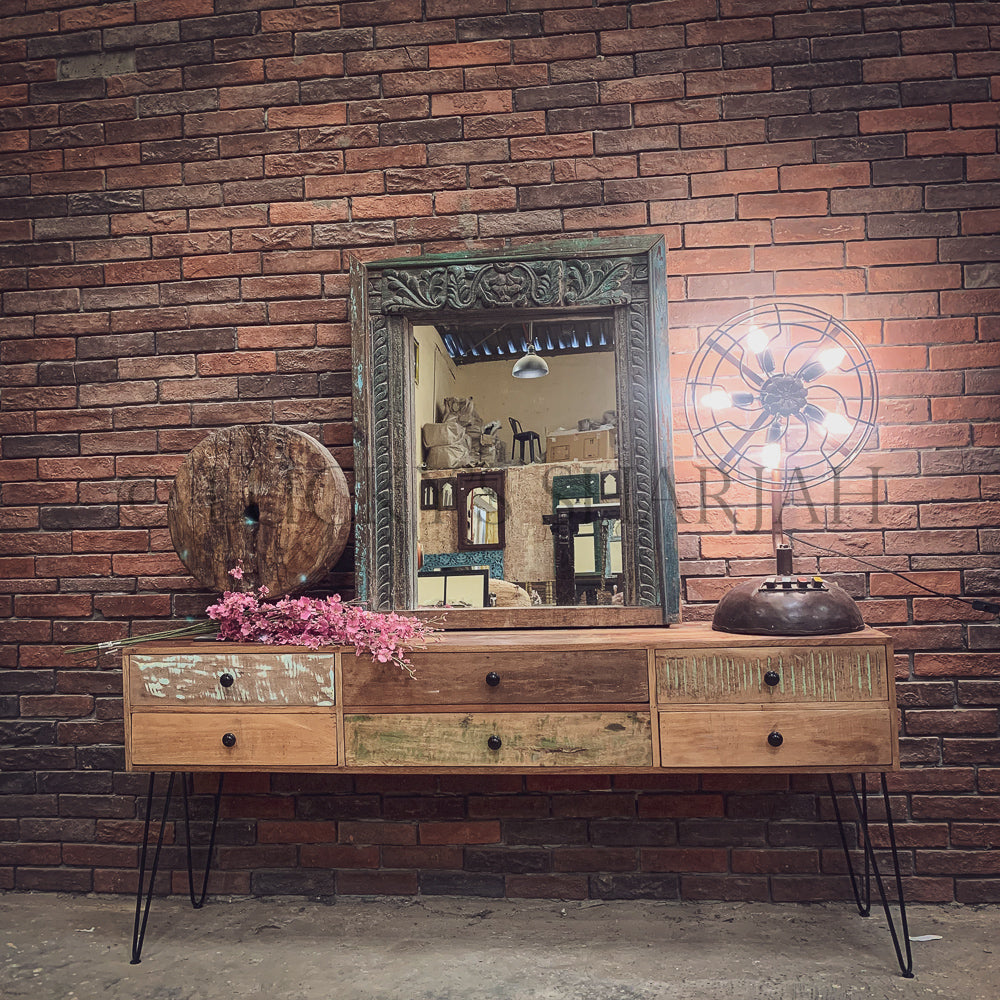 Recycle industrial design multi drawer console | Lucky Furniture & Handicrafts.