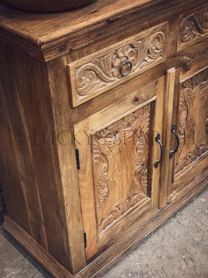 Carved 2 draw sideboard | Lucky Furniture & Handicrafts.