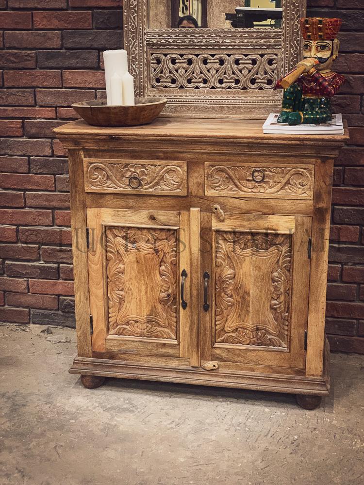 Carved 2 draw sideboard | Lucky Furniture & Handicrafts.