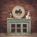 Distress Sky Blue Latto design and glass sideboard | Lucky Furniture & Handicrafts.