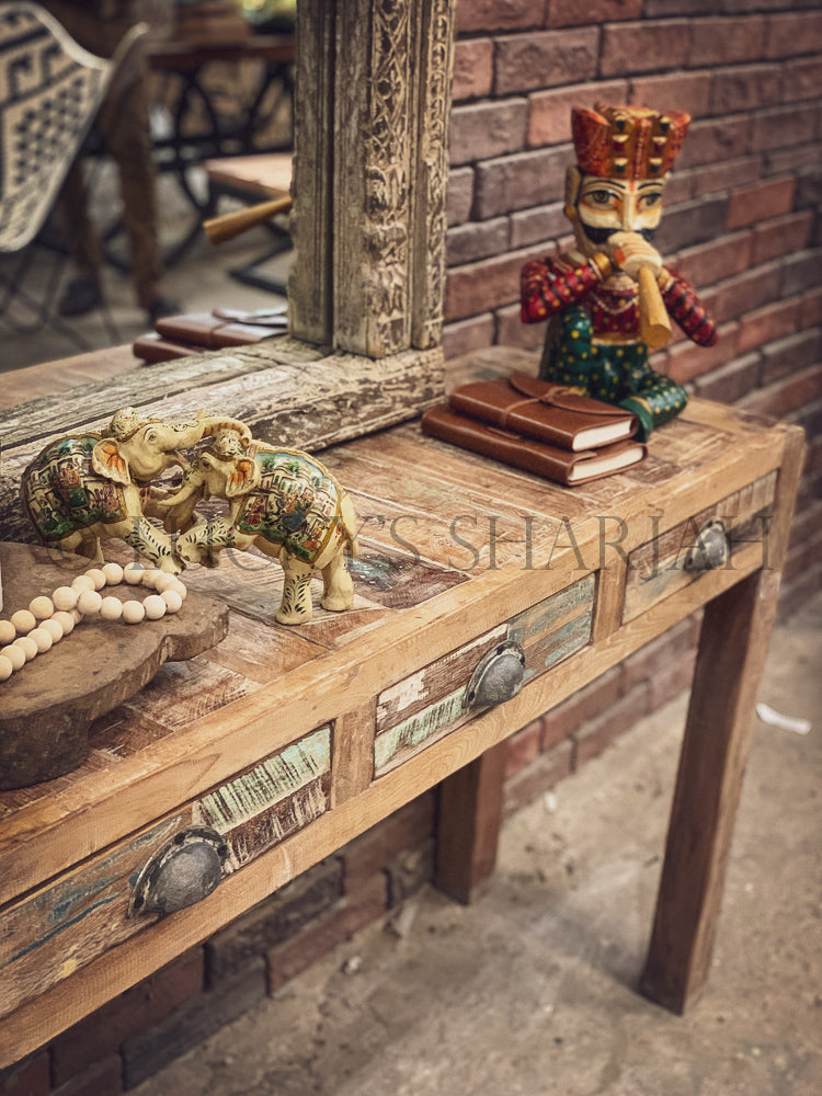 Recycle 3 Draw console | Lucky Furniture & Handicrafts.