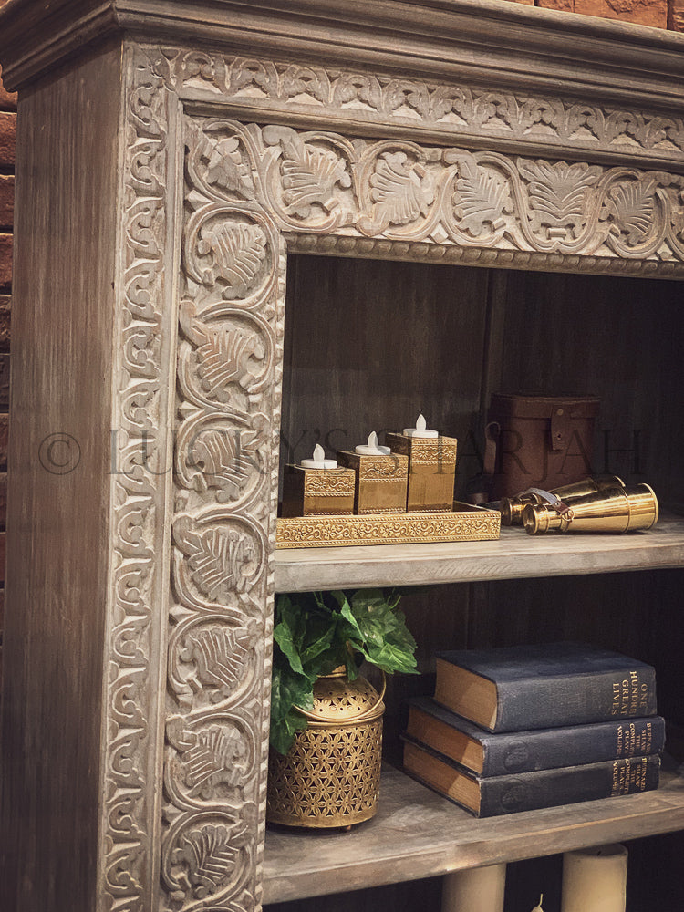 Grey Sidecarved Bookshelf | Lucky Furniture & Handicrafts.