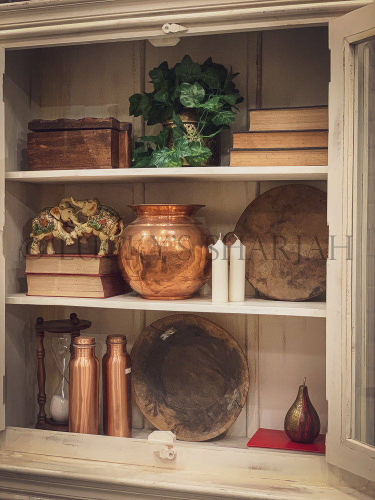 Distress White Glass Cabinet | Lucky Furniture & Handicrafts.