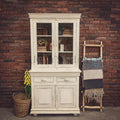 Distress White Glass Cabinet | Lucky Furniture & Handicrafts.