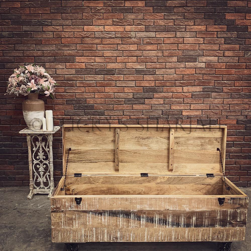 Boho Industrial Trunk on wheel | Lucky Furniture & Handicrafts.